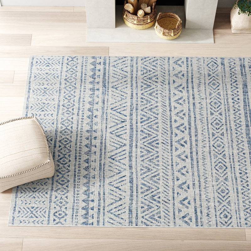 Mistana™ Tomas Power Loom Dark Blue/Gray Indoor/Outdoor Rug & Reviews